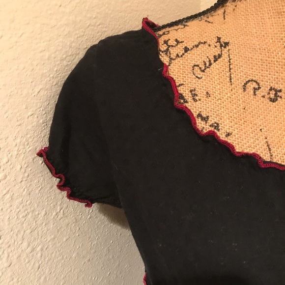 Xhilaration Short Sleeve Black and White Embroidered Top-M - Picture 3 of 16